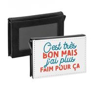 Porte-Cartes Automatique Anti-RFID - C'est Très Bon mais J'Ai Plus Faim pour ça Humour Blague - Portefeuille Intelligent avec Ejection Rapide des Cartes Etui Securise Aluminium et Similicuir Imprime