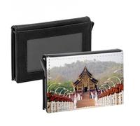 Porte-Cartes Automatique Anti-RFID - Chiangmai Pavillon Royal Thaïlande Architecture Sacré - Portefeuille Intelligent avec Ejection Rapide des Cartes Etui Securise Aluminium et Similicuir Imprime en