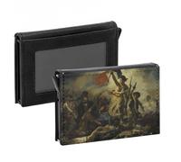 Porte-Cartes Automatique Anti-RFID - Eugene Delacroix La Liberte Guidant le Peuple Revolution - Portefeuille Intelligent avec Ejection Rapide des Cartes Etui Securise Aluminium et Similicuir Imprime