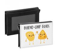 Porte-Cartes Automatique Anti-RFID - Friend-Chip Goal Jeux de Mots Nourriture Street Food Snack - Portefeuille Intelligent avec Ejection Rapide des Cartes Etui Securise Aluminium et Similicuir