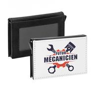 Porte-Cartes Automatique Anti-RFID - Futur Mécanicien Métier Automobile Manuel - Portefeuille Intelligent avec Ejection Rapide des Cartes Etui Securise Aluminium et Similicuir Imprime en France