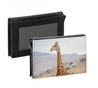 Porte-Cartes Automatique Anti-RFID - Girafe Dans la Savane Vie Sauvage Animaux D'Afrique - Portefeuille Intelligent avec Ejection Rapide des Cartes Etui Securise Aluminium et Similicuir Imprime en