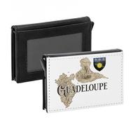 Porte-Cartes Automatique Anti-RFID - Guadeloupe 971 Département Ile Carte Ancienne Rare - Portefeuille Intelligent avec Ejection Rapide des Cartes Etui Securise Aluminium et Similicuir Imprime en