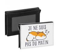 Porte-Cartes Automatique Anti-RFID - Hamster Je ne suis pas du matin Animaux de Compagnie - Portefeuille Intelligent avec Ejection Rapide des Cartes Etui Securise Aluminium et Similicuir Imprime en