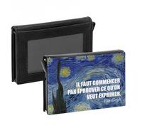 Porte-Cartes Automatique Anti-RFID - Il Faut Commencer Par Éprouver ce Qu'on Veut Exprimer Citation Inspirante Van Gogh - Portefeuille Intelligent avec Ejection Rapide des Cartes Etui Securise