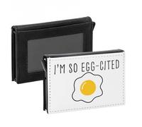 Porte-Cartes Automatique Anti-RFID - I'm So Eggcited Jeux de Mots Nourriture - Portefeuille Intelligent avec Ejection Rapide des Cartes Etui Securise Aluminium et Similicuir Imprime en France