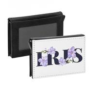 Porte-Cartes Automatique Anti-RFID - Iris Fleurs Minimaliste Chic Jardin Amour - Portefeuille Intelligent avec Ejection Rapide des Cartes Etui Securise Aluminium et Similicuir Imprime en France