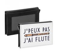 Porte-Cartes Automatique Anti-RFID - J'Peux Pas J'ai Flute Musique Instrument Classique - Portefeuille Intelligent avec Ejection Rapide des Cartes Etui Securise Aluminium et Similicuir Imprime en