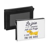 Porte-Cartes Automatique Anti-RFID - La joie Commence par une Truffe et Finit Par une Queue Chien - Portefeuille Intelligent avec Ejection Rapide des Cartes Etui Securise Aluminium et Similicuir