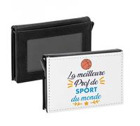 Porte-Cartes Automatique Anti-RFID - La Meilleure Prof de Sport du Monde Basket Ballon Equipe - Portefeuille Intelligent avec Ejection Rapide des Cartes Etui Securise Aluminium et Similicuir Imprime