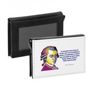 Porte-Cartes Automatique Anti-RFID - Le Vrai Génie Sans Coeur Est Un Non-sens Mozart Citation Musique Créativité - Portefeuille Intelligent avec Ejection Rapide des Cartes Etui Securise Aluminium et