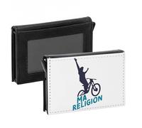 Porte-Cartes Automatique Anti-RFID - Ma Religion VTT Vélo France Cyclisme Montagne Descente - Portefeuille Intelligent avec Ejection Rapide des Cartes Etui Securise Aluminium et Similicuir Imprime en