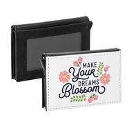 Porte-Cartes Automatique Anti-RFID - Make Your Dreams Blossom Typographie Citation Message - Portefeuille Intelligent avec Ejection Rapide des Cartes Etui Securise Aluminium et Similicuir Imprime en