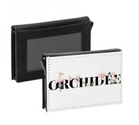 Porte-Cartes Automatique Anti-RFID - Orchidée Fleurs Minimaliste Chic Jardin Amour - Portefeuille Intelligent avec Ejection Rapide des Cartes Etui Securise Aluminium et Similicuir Imprime en France