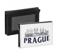 Porte-Cartes Automatique Anti-RFID - Prague Minimalist Voyage Tchéquie Culture Architecture - Portefeuille Intelligent avec Ejection Rapide des Cartes Etui Securise Aluminium et Similicuir Imprime en