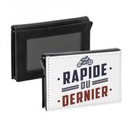 Porte-Cartes Automatique Anti-RFID - Rapide ou Dernier Moto Course Cafe Racer - Portefeuille Intelligent avec Ejection Rapide des Cartes Etui Securise Aluminium et Similicuir Imprime en France