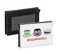 Porte-Cartes Automatique Anti-RFID - Squad Goals Petits Monstres Halloween Vampire Zombie Momie - Portefeuille Intelligent avec Ejection Rapide des Cartes Etui Securise Aluminium et Similicuir