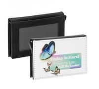 Porte-Cartes Automatique Anti-RFID - Today is Hard Tomorrow will be Easier Collage Vintage Illustration Art Humour Papillon - Portefeuille Intelligent avec Ejection Rapide des Cartes Etui Securise