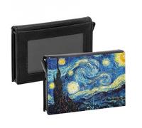 Porte-Cartes Automatique Anti-RFID - Van Gogh Nuit Etoilees Peinture Post-Impressionnisme - Portefeuille Intelligent avec Ejection Rapide des Cartes Etui Securise Aluminium et Similicuir Imprime en