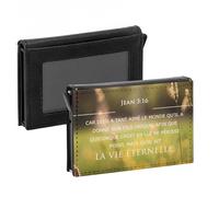 Porte-Cartes Automatique Anti-RFID - Vie Eternelle Saint Jean 3:16 Bible Verset Spiritualité Citation Religion - Portefeuille Intelligent avec Ejection Rapide des Cartes Etui Securise Aluminium et