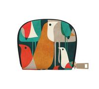 Porte-cartes avec 12 emplacements pour cartes et pièces de monnaie avec fermeture éclair et imprimé plumes de paon vert pour homme et femme, Flocage d'oiseaux., One Size, Pochette à monnaie