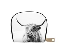 Porte-cartes avec 12 emplacements pour cartes et pièces de monnaie avec fermeture éclair et imprimé à pois bleus pour homme et femme, Portrait d'une vache Highland, One Size, Pochette à monnaie