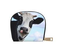 Porte-cartes avec 12 emplacements pour cartes et pièces de monnaie avec fermeture éclair et imprimé à pois bleus pour homme et femme, Jolie vache sous les nuages blancs, One Size, Pochette à monnaie