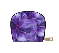 Porte-cartes avec 12 emplacements pour cartes et pièces de monnaie avec fermeture éclair et imprimé fraises rouges pour homme et femme, Fleurs de lys violettes, One Size, Pochette à monnaie