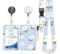 Porte-Cartes avec Cordon à Petites Fleurs, Badge D'Identification, Porte-Cartes avec Cordon, Cordon Détachable avec Clip Rétractable pour Cartes de Visite, Cartes D'EntréE, Cartes D'Identité