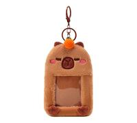 Porte-cartes avec photo en peluche - Carte de groupe kpops | Porte-clé de voiture Capybara, porte-clés du titulaire de la carte photo en peluche des femmes et des filles, titre