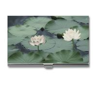 Porte-cartes Black Lily Pads unisexe, étui magnétique pour cartes de visite, idéal pour les voyages et les déplacements. Portefeuille portable, porte-cartes de visite portable, parfait pour les prof