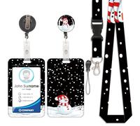 Porte-cartes Bonhomme de neige de Noël, porte-badge, cordon détachable avec clip rétractable, peut être utilisé pour les cartes de visite, les cartes de porte, les cartes d'identité, etc