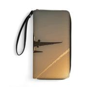 Porte-cartes classique durable en cuir imprimé avions bleus et blancs avec corde, convient pour les hommes et les femmes, idéal pour le rangement quotidien, simplifie votre vie, peut être utilisé