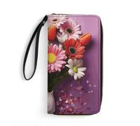 Porte-cartes classique et durable Shih Tzu en cuir imprimé chien et fleurs avec corde, convient pour les hommes et les femmes, idéal pour le rangement quotidien, simplifie votre vie, peut être utilisé