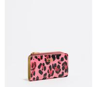 Porte-cartes compact texturé pailleté Leopard fraise UN
