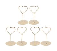Porte Cartes Cœur Métal Doré 6Pièces 5x5x8cm/2x2x3in pour Notes Photos Invitations,Accessoires de Table Élégants pour Mariages Bureau Événements Organisation Cérémonies Réceptions
