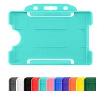 Porte-cartes d’identité CKB LTD® Turquoise à face unique rigide coulissant à l’intérieur à face ouverte en plastique pour cartes d’identité format paysage - Peut contenir une carte de crédit 86 mm x