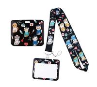 Porte-cartes de crédit avec cordon horizontal, porte-badge, porte-cartes de visite, for étudiants, voyages, banque, bus(Color4)