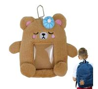Porte-cartes de crédit Cartoon Bear - Étui pour cartes d'identité de dessin animé, jolies enveloppes de protection | Porte-clés porte-badge avec écran transparent, étui pour photo en p