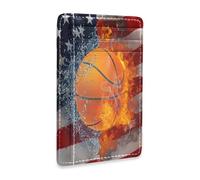 Porte-cartes de crédit en cuir fin et pince à billets avec drapeau américain - Portefeuille de basket-ball avec blocage RFID pour homme et femme