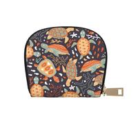 Porte-cartes de crédit en cuir pour femme, motif tortues et plantes marines, porte-cartes