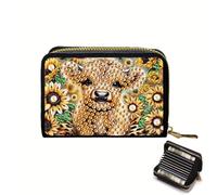 Porte-cartes de crédit, peinture diamant à faire soi-même, portefeuille pour cartes de crédit pour femme, étui accordéon, porte-clé porte-monnaie - Veau - 1