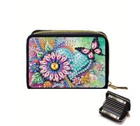 Porte-cartes de crédit, pochette accordéon à fermeture éclair pour cartes de crédit à faire soi-même avec fermeture éclair, porte-cartes, porte-clés, motif fleur