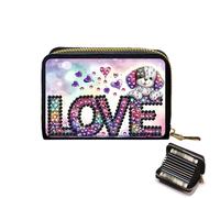 Porte-cartes de crédit, pochette accordéon à fermeture éclair pour cartes de crédit pour femme, Chien d'amour, À main, Décontracté