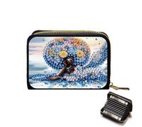 Porte-cartes de crédit, pochette accordéon à fermeture éclair pour cartes de crédit pour femme, Femme africaine., 1, Moderne