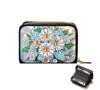 Porte-cartes de crédit, pochette accordéon à fermeture éclair pour cartes de crédit pour femme, Flower 1, 1, Moderne