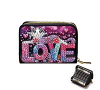 Porte-cartes de crédit, pochette accordéon à fermeture éclair pour cartes de crédit pour femme, Love Cat-1, 1, Moderne