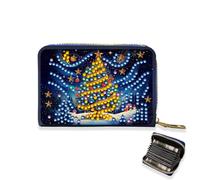 Porte-cartes de crédit, pochette accordéon à fermeture éclair pour cartes de crédit pour femme, Sapin de Noël.