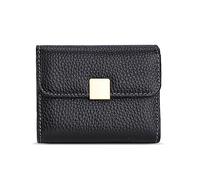 Porte-cartes de crédit portable en cuir pour femme, petite poche à monnaie, porte-monnaie, portefeuille bloquant, Noir