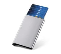 Porte-cartes de crédit pour carte d'identité - Marque de luxe - Pour homme et femme - Anti-blocage - Magique - Mince - Petit portefeuille, gris clair, Taille unique